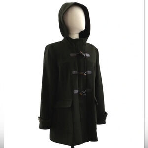 Pendleton Rare Green Wool Coat With Hood‎ & Toggle Closure Women's Size L/XL